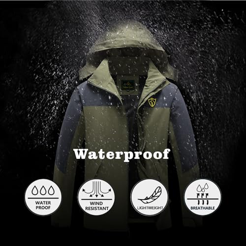 GIISAM Fishing Jackets for Men Waterproof, Mens Waterproof Wind Proof Lightweight Rain Jackets Zipper Windbreaker - Image 3