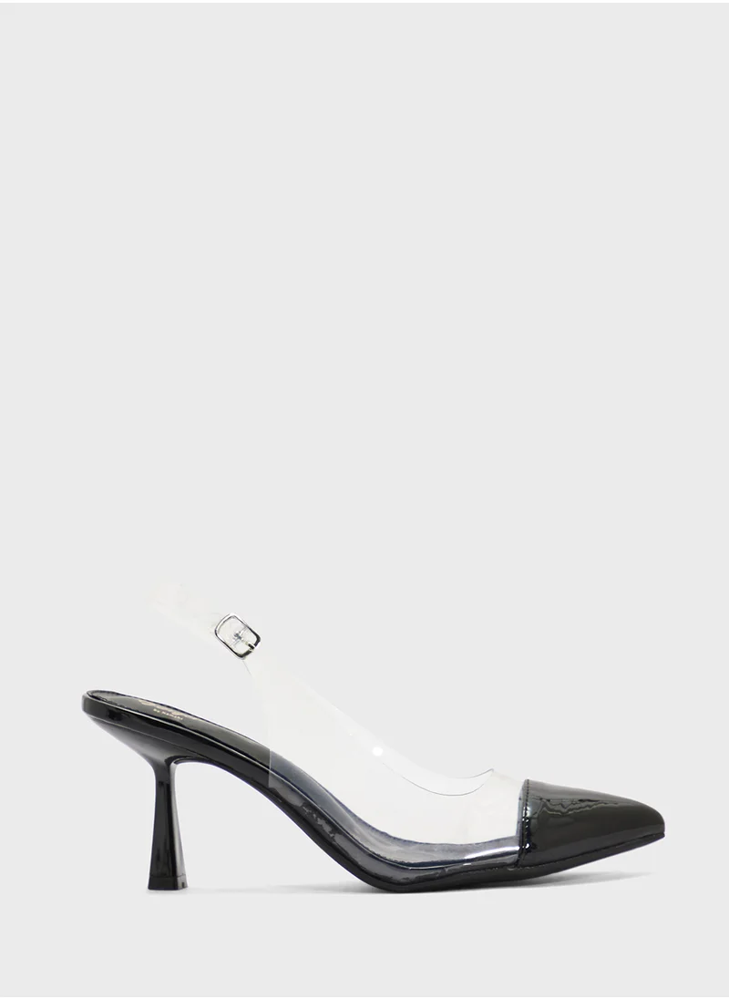 جينجر Clear Sling Back Heeled Pump