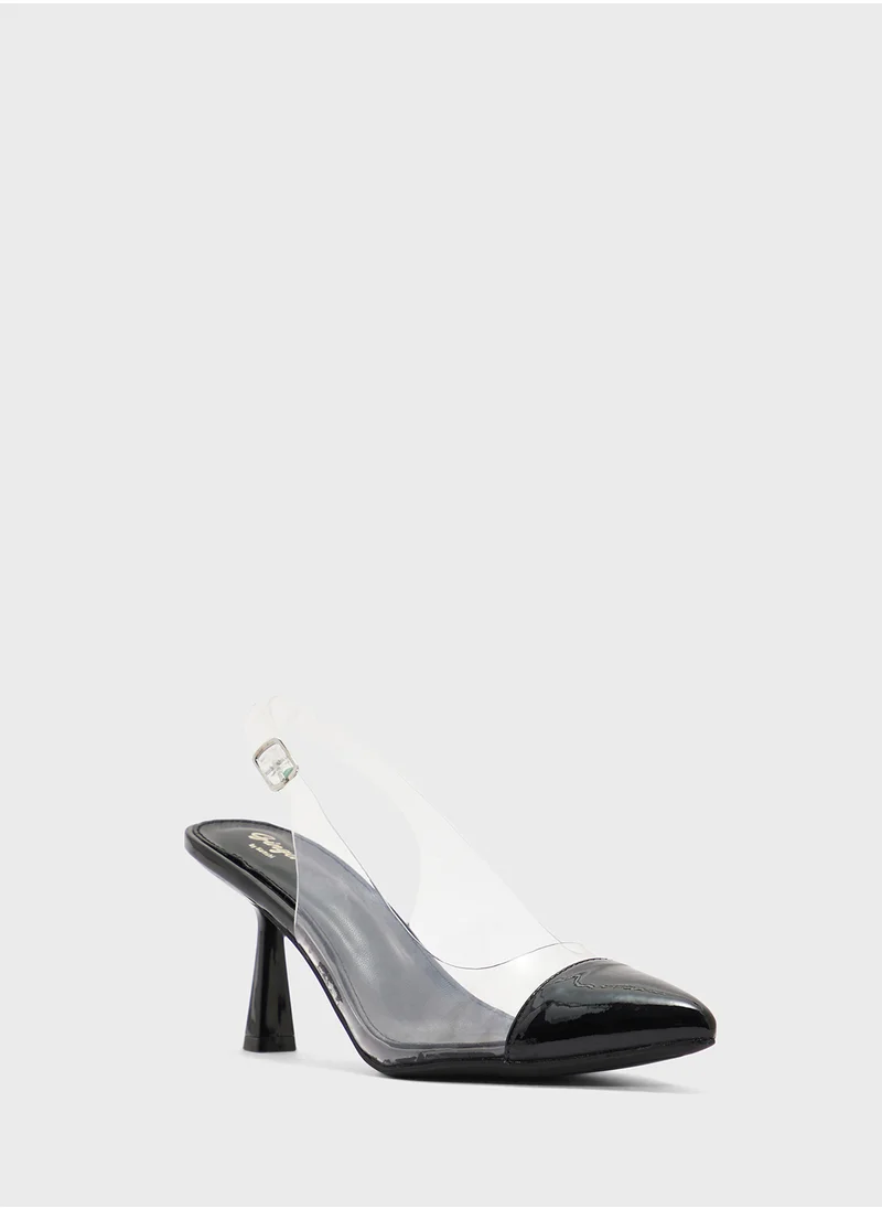 جينجر Clear Sling Back Heeled Pump