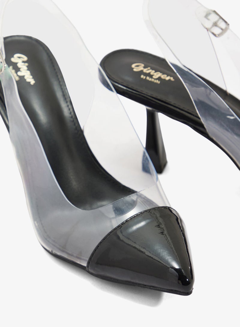 جينجر حذاء كعب شفاف بحزام خلفي - Image 4