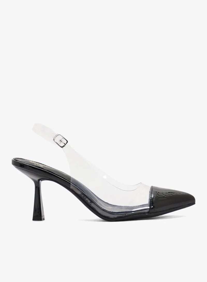 جينجر حذاء كعب شفاف بحزام خلفي