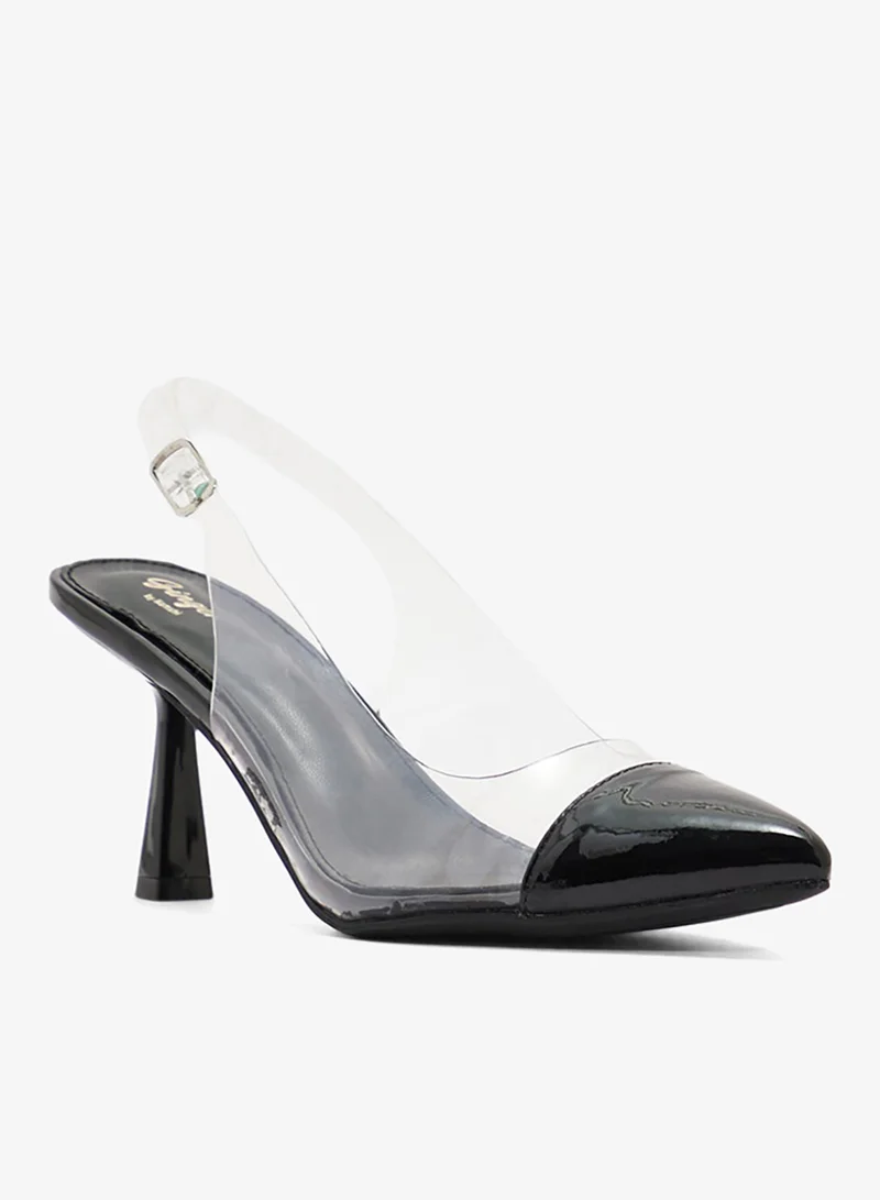 جينجر حذاء كعب شفاف بحزام خلفي