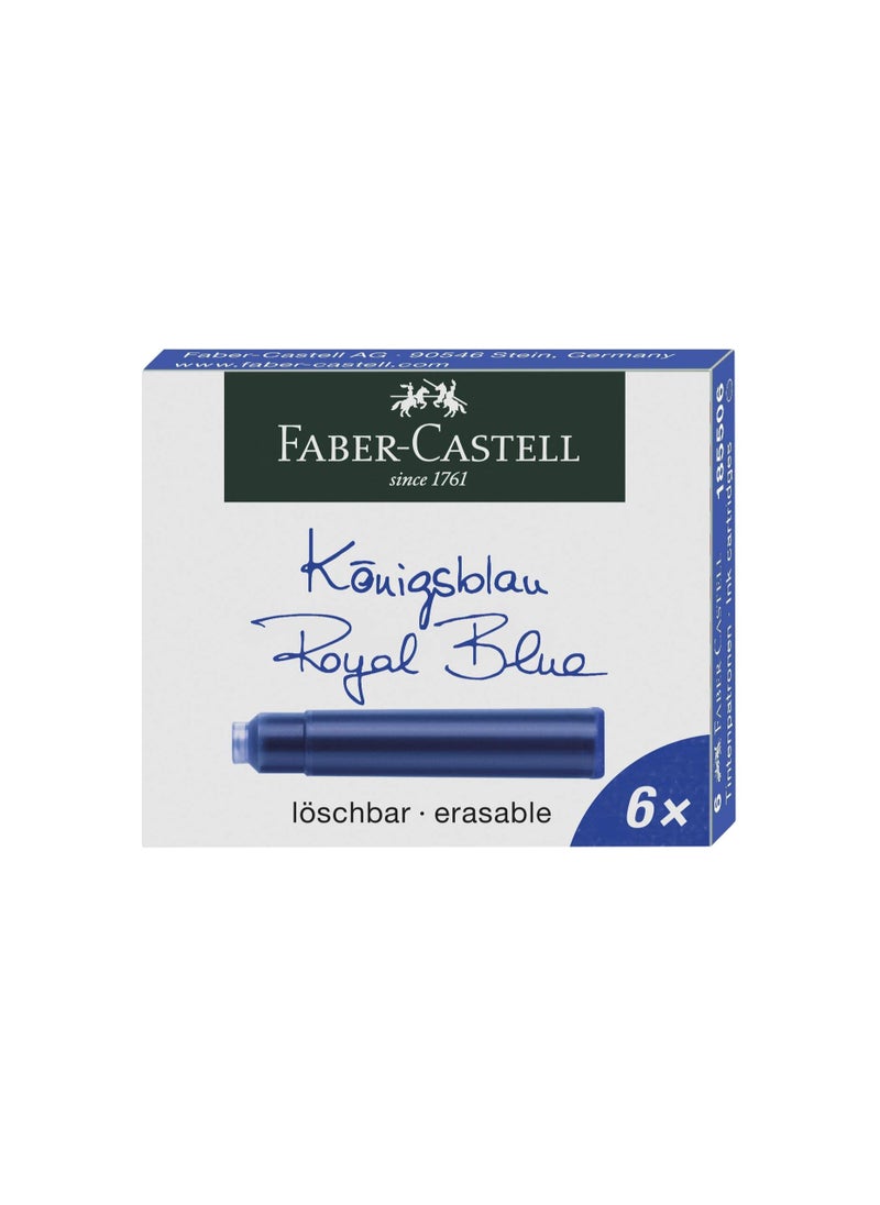 FABER-CASTELL Faber Castell INK CATRIDGE BLISTER OF 18PC BLUE,erasable ink cartridge, 201621, Royal Blue Erasable, 66 x 110 x 30 mm  - Image 2