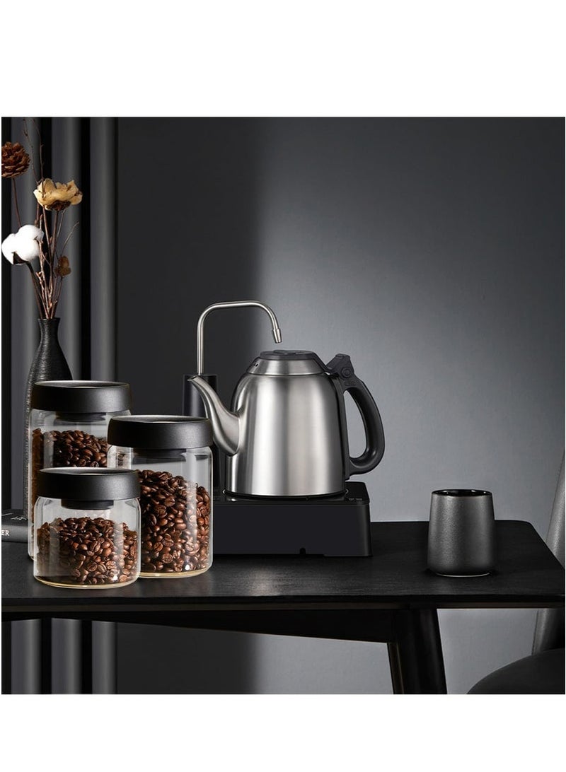 ميون مرطبان قهوة زجاجي مفرّغ من الهواء، علبة قهوة زجاجية من البورسليكات، علبة محكمة الغلق، بغطاء ABS، للقهوة والتوابل والبسكويت - Image 2