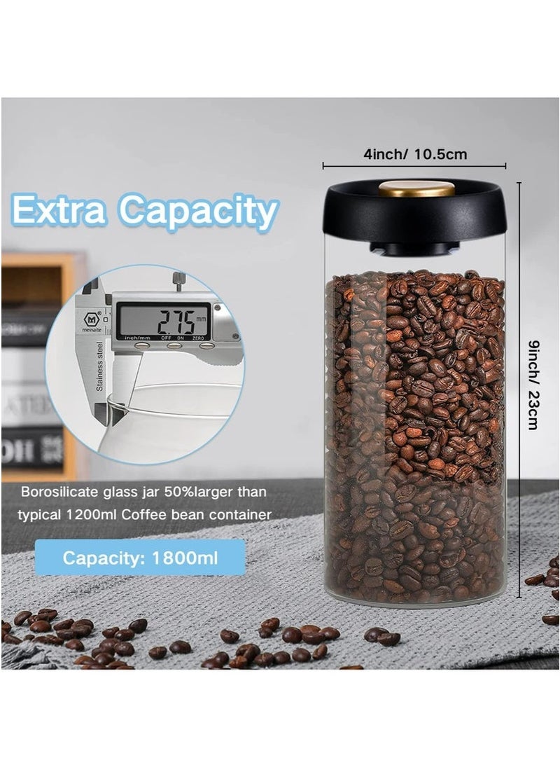 ميون مرطبان قهوة زجاجي مفرّغ من الهواء، علبة قهوة زجاجية من البورسليكات، علبة محكمة الغلق، بغطاء ABS، للقهوة والتوابل والبسكويت - Image 5