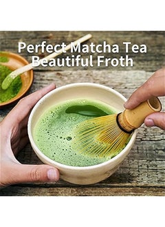 MIXDE Japanese Tea Ceremony Matcha Whisk Set - 7Pcs Ceramic Kit, Tea Scoop, Whisk Holder - Premium Blue Pack  - Image 2
