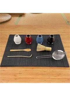 MIXDE Japanese Tea Ceremony Matcha Whisk Set - 7Pcs Ceramic Kit, Tea Scoop, Whisk Holder - Premium Blue Pack  - Image 5