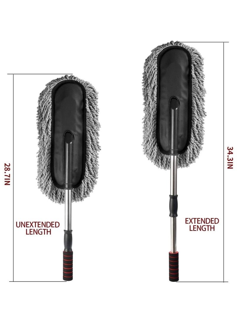 فرشاة كبيرة لازالة غبار السيارة من الخارج  بمقبض قابل للتمديد - رمادي - Image 4