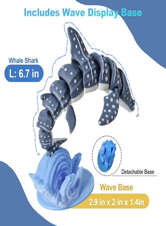 coonoe 3D Printed Whale Shark and Waves, Realistic 3D Printed Animals Figures, Flexible Joint Animal Models, Surprise Gifts for Fidget Enthusiasts and Ocean Lovers- Made from PLA - Image 3