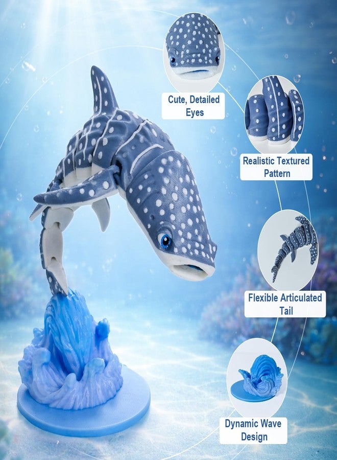 coonoe 3D Printed Whale Shark and Waves, Realistic 3D Printed Animals Figures, Flexible Joint Animal Models, Surprise Gifts for Fidget Enthusiasts and Ocean Lovers- Made from PLA - Image 2
