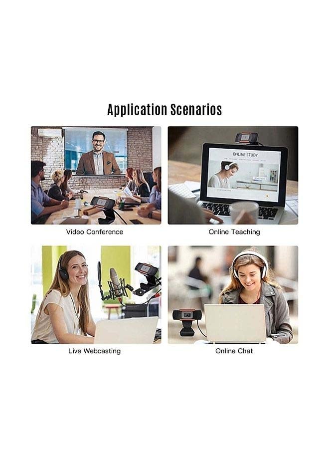 DUSALA 1080P 2MP Wide-Angle HD Webcam 30fps Auto Focusing Web Cam Noise-reduction MIC Laptop Computer Camera USB Plug & Play with Extension Cable for Laptop Desktop TV Box Black - Image 3