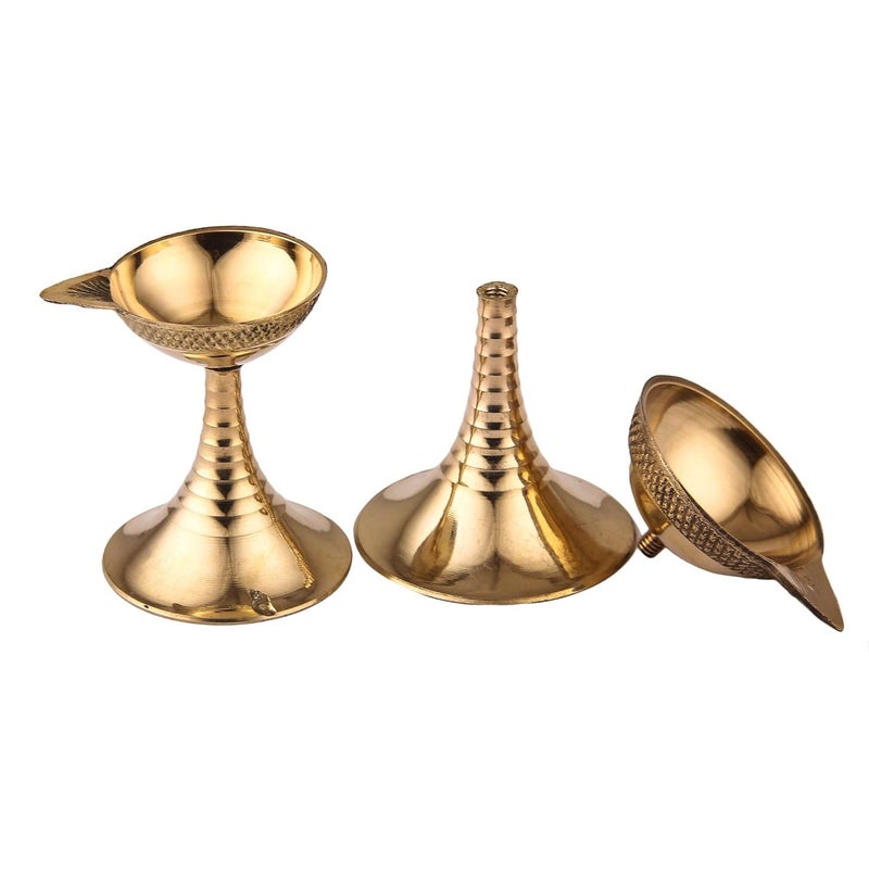 DOKCHAN Handcrafted Pure Brass Akhand Diya for for Puja Pooja Room HomeTemple Brass Table Diya 85cm 2 - Image 5