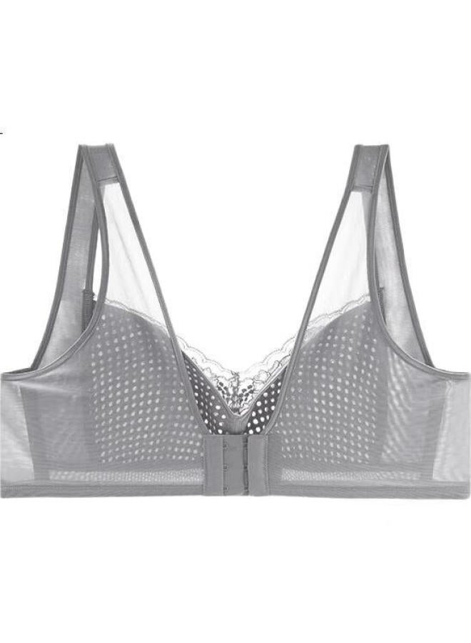 Embry Form Full Coverage Non-Wired Thin Cup Bra Women'S Large Chest Minimizing Bra Grey Gry 80C - Image 1