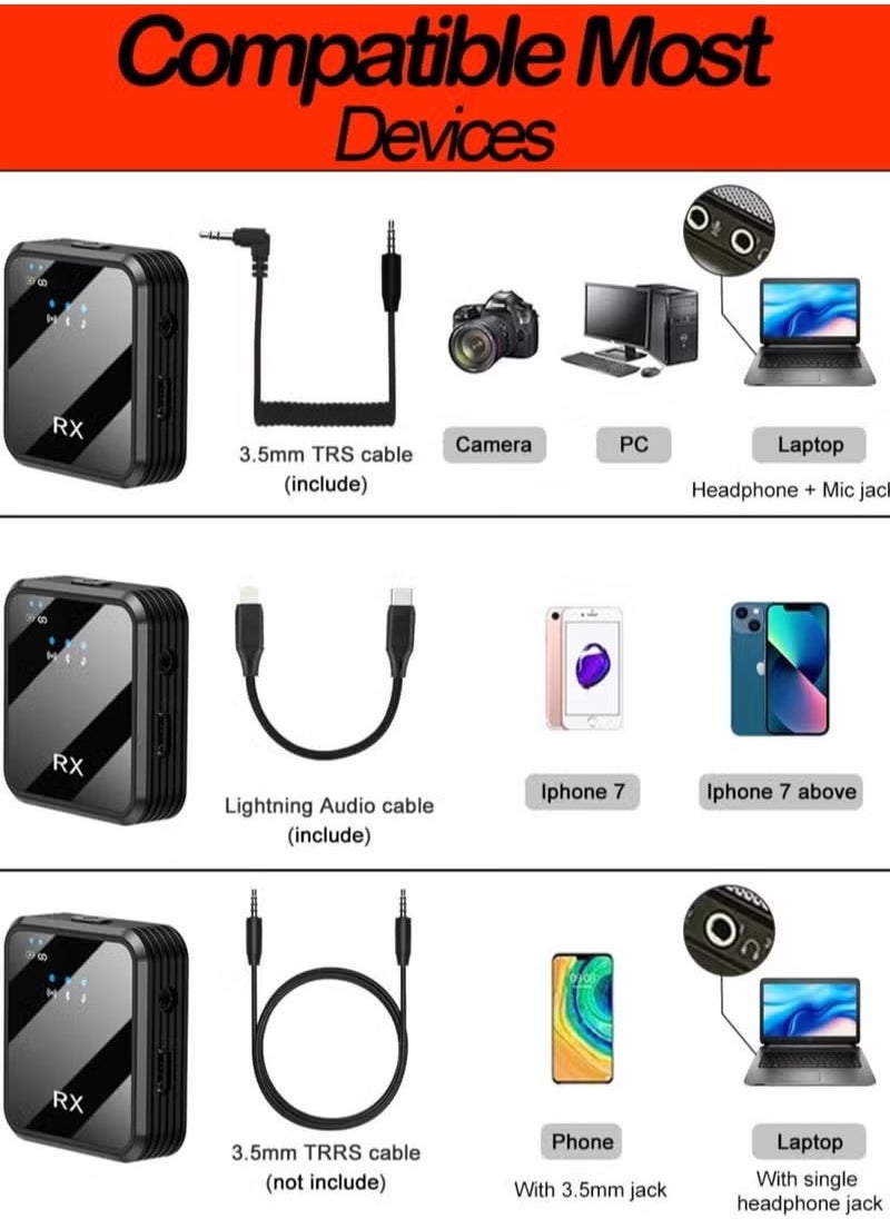 In Air - Wireless Lavalier Microphone Tiktok Live Mobile Video Recording 2.4G Noise Reduction Mini Microphone Live Video Recording Vlog Interview Online Classroom Suitable for Apple and Android - Image 1