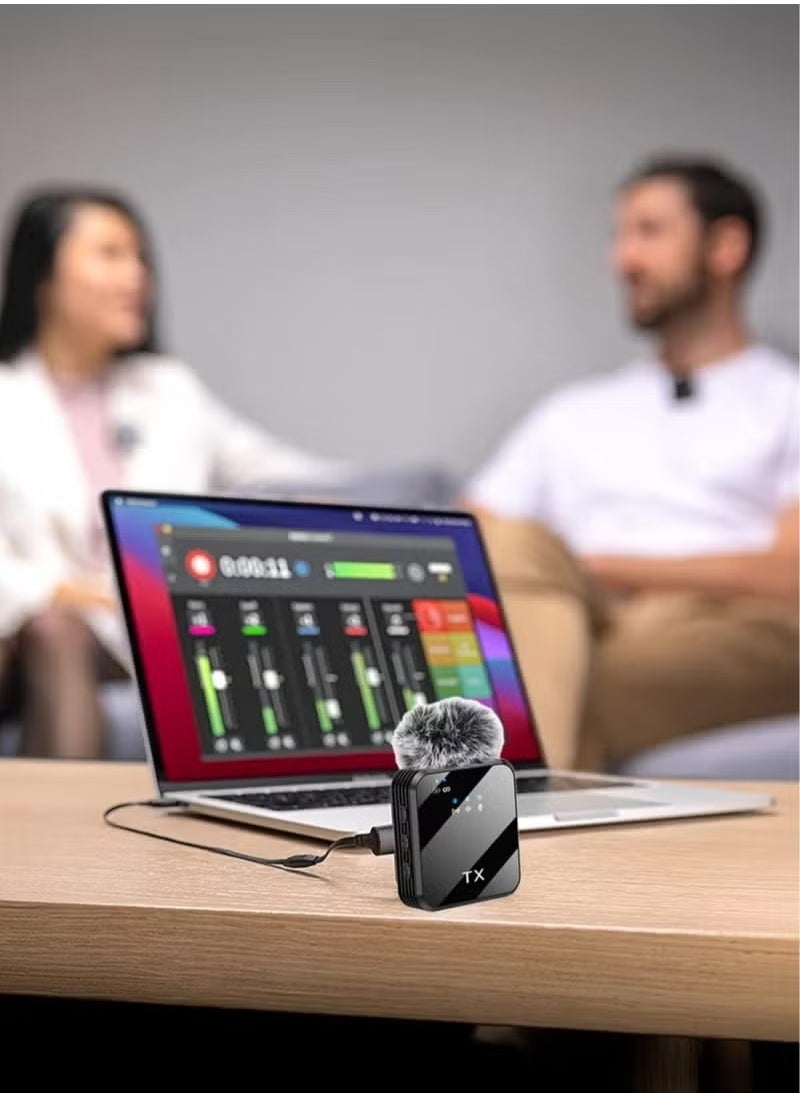In Air - Wireless Lavalier Microphone Tiktok Live Mobile Video Recording 2.4G Noise Reduction Mini Microphone Live Video Recording Vlog Interview Online Classroom Suitable for Apple and Android - Image 1