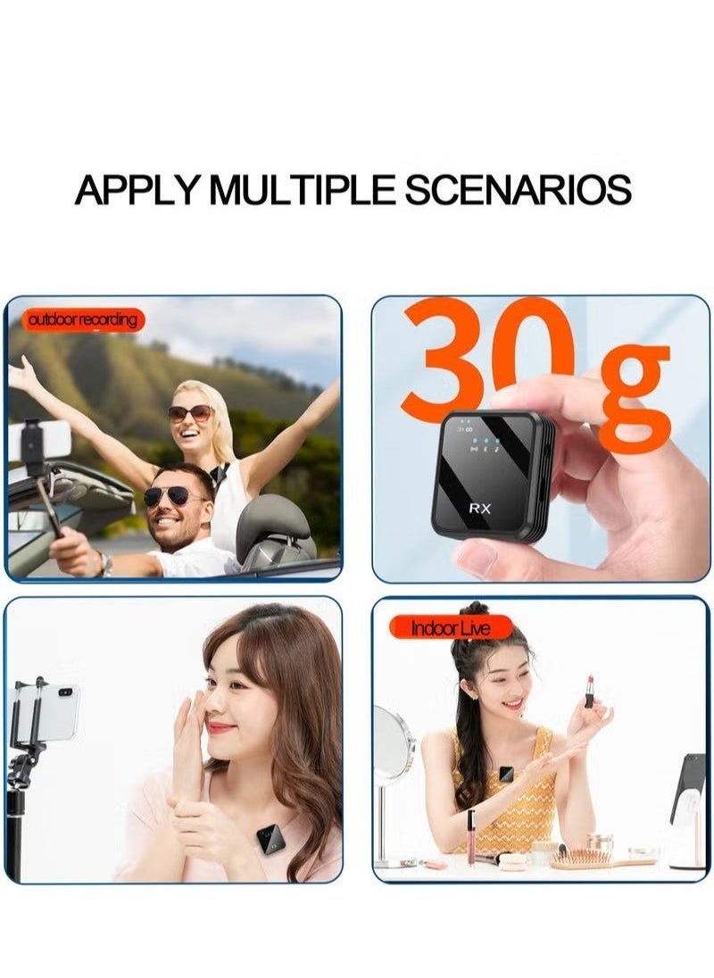 In Air - Wireless Lavalier Microphone Tiktok Live Mobile Video Recording 2.4G Noise Reduction Mini Microphone Live Video Recording Vlog Interview Online Classroom Suitable for Apple and Android - Image 1