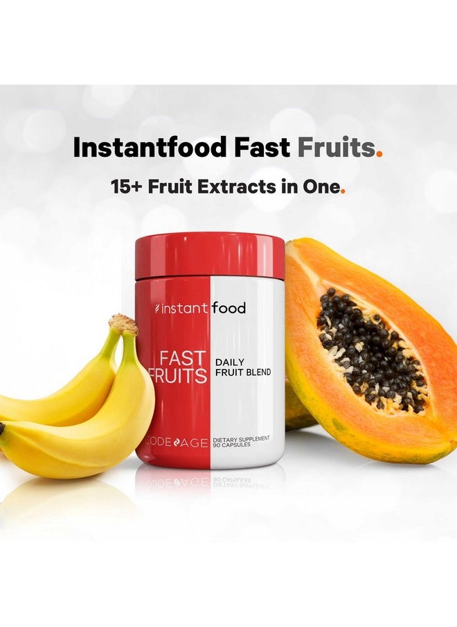 Codeage Codeage Instantfood Fast Fruits, Over 15 Fruits Powders Equivalent All-in-One, Vegan Daily Whole Food Vitamins - Berries, Antioxidant Polyphenols & Bioflavonoid Multivitamin, Non-GMO, 90 Capsules  - Image 3