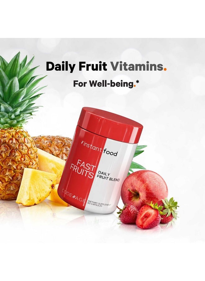 Codeage Codeage Instantfood Fast Fruits, Over 15 Fruits Powders Equivalent All-in-One, Vegan Daily Whole Food Vitamins - Berries, Antioxidant Polyphenols & Bioflavonoid Multivitamin, Non-GMO, 90 Capsules  - Image 4