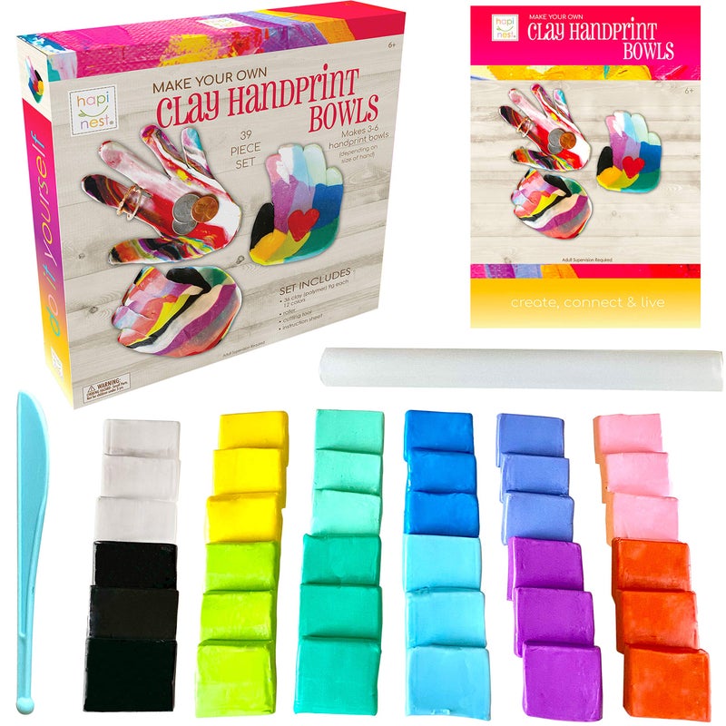 Hapinest Make Your Own Clay Handprint Bowl Kit for Kids, Arts and Crafts for Boys & Girls Ages 6 Years and Up - Image 2