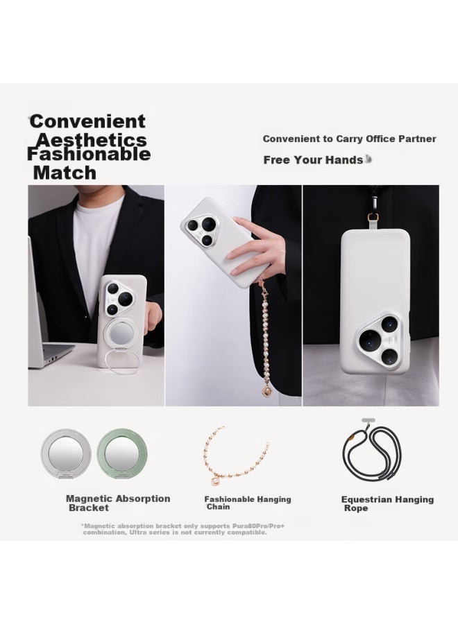 Defense [Huawei Certified Brand] Suitable For Huawei Pura80Ultra Phone Case Leather Magnetic Full Protection Anti-Drop Slim Pura80Ultra Protective Case - Feather White - Image 5