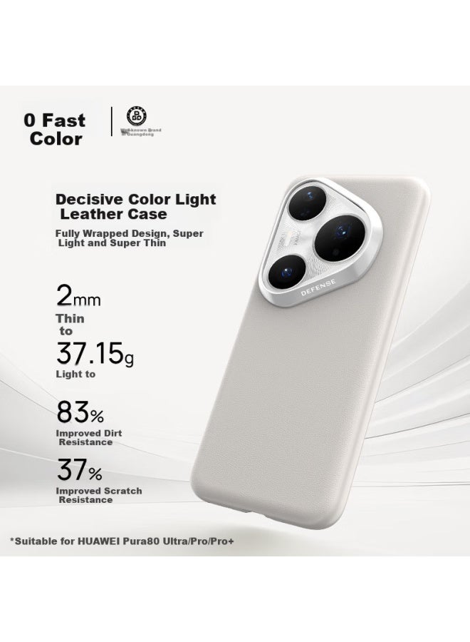 Defense [Huawei Certified Brand] Suitable For Huawei Pura80Ultra Phone Case Leather Magnetic Full Protection Anti-Drop Slim Pura80Ultra Protective Case - Feather White - Image 2