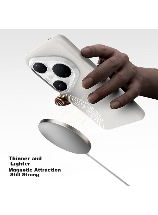 Defense [Huawei Certified Brand] Suitable For Huawei Pura80Ultra Phone Case Leather Magnetic Full Protection Anti-Drop Slim Pura80Ultra Protective Case - Feather White - Image 4