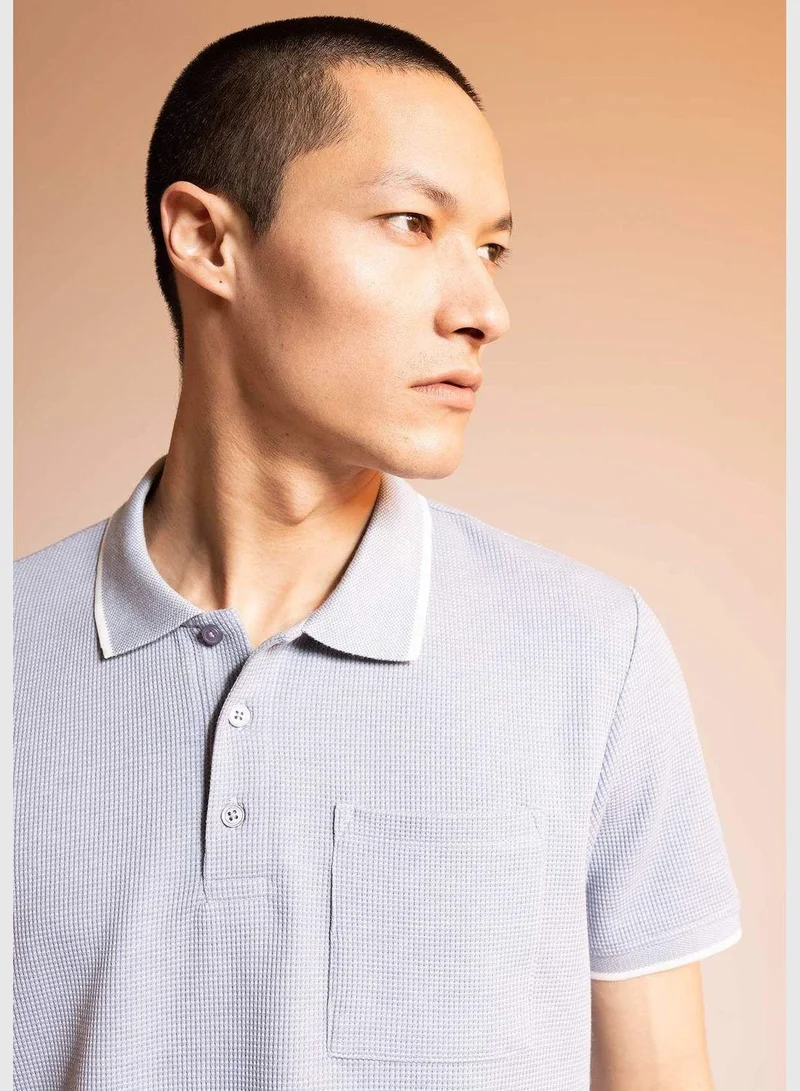 DeFacto Regular Fit Textured Short Sleeve Polo Shirt