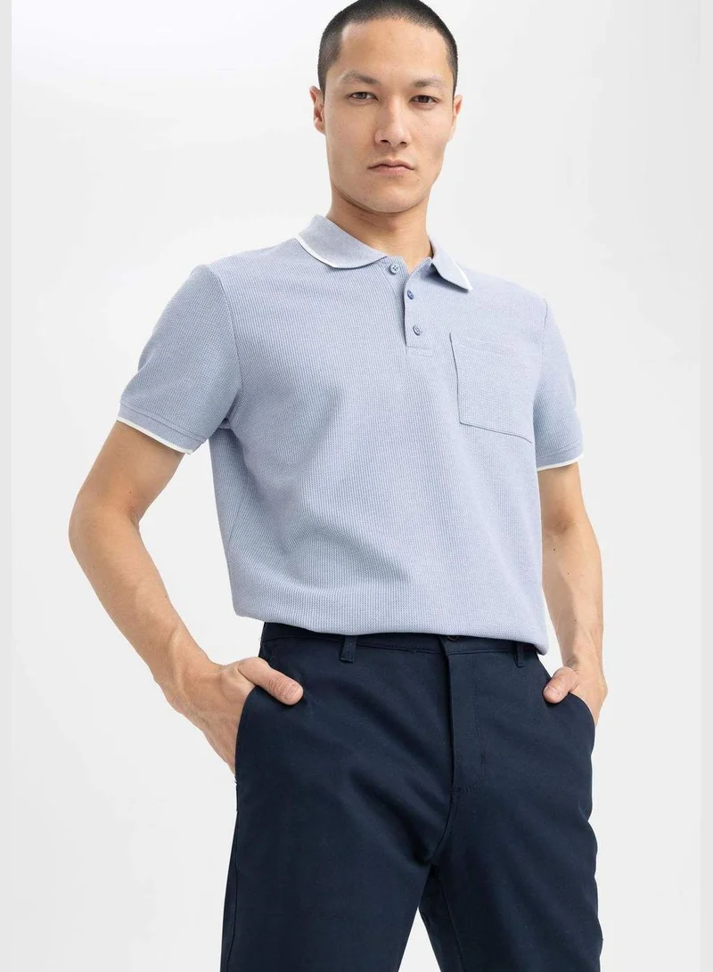 DeFacto Regular Fit Textured Short Sleeve Polo Shirt