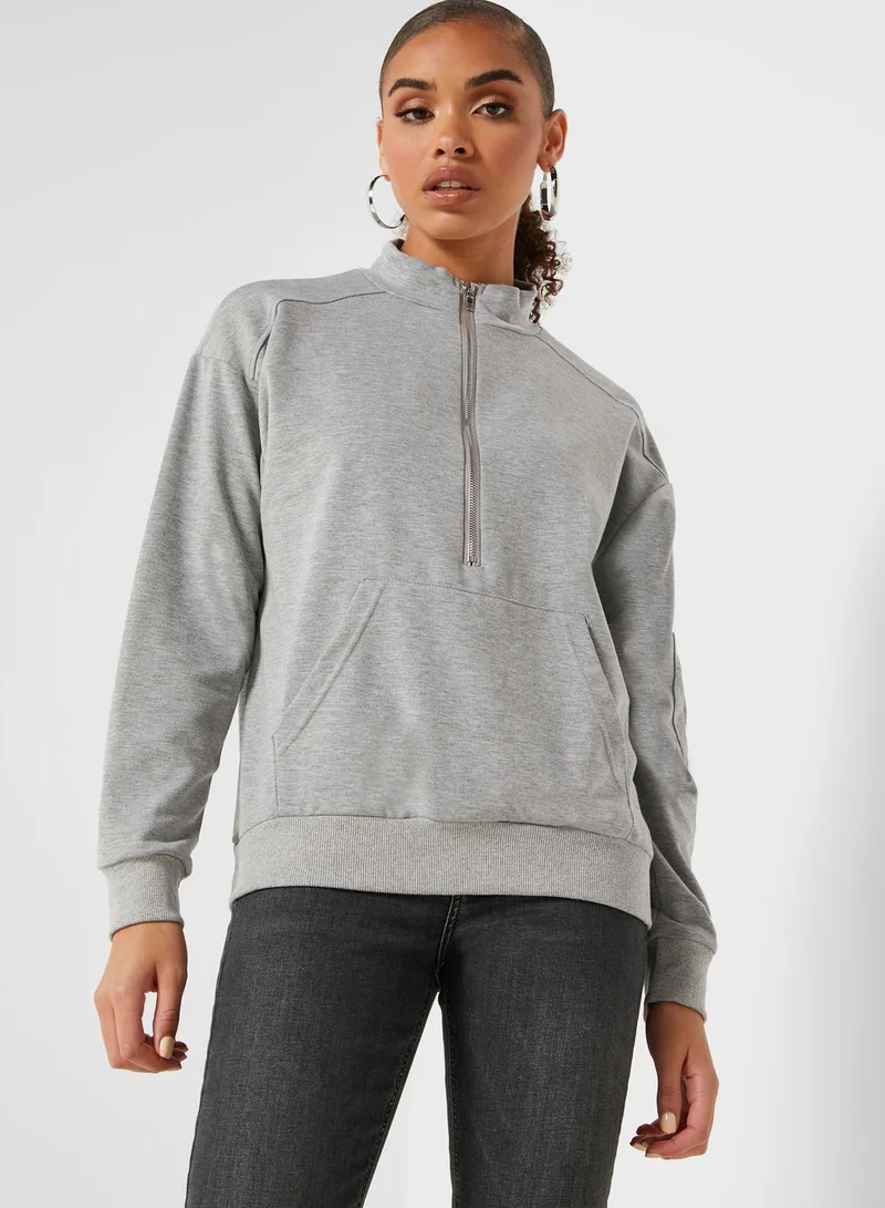 Ginger High Neck Pocket Sweatshirt