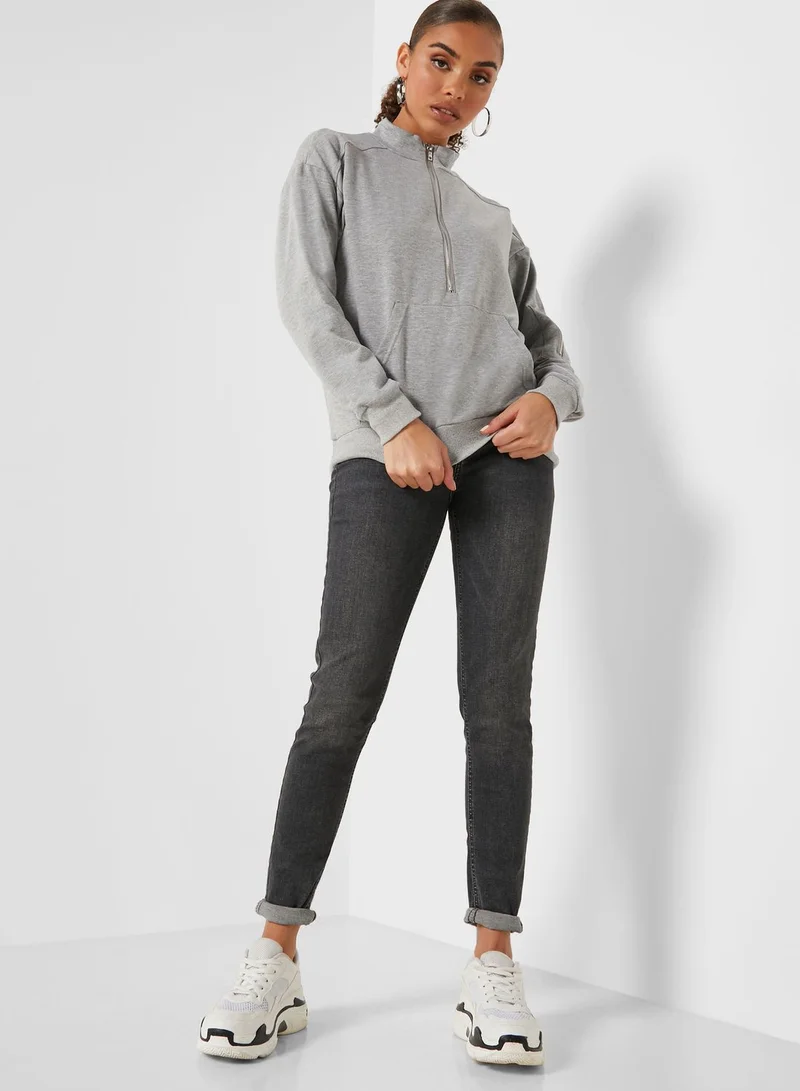 Ginger High Neck Pocket Sweatshirt