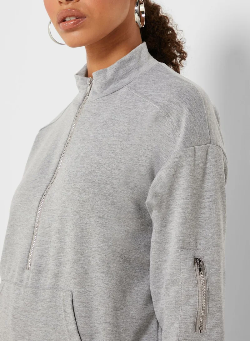 Ginger High Neck Pocket Sweatshirt