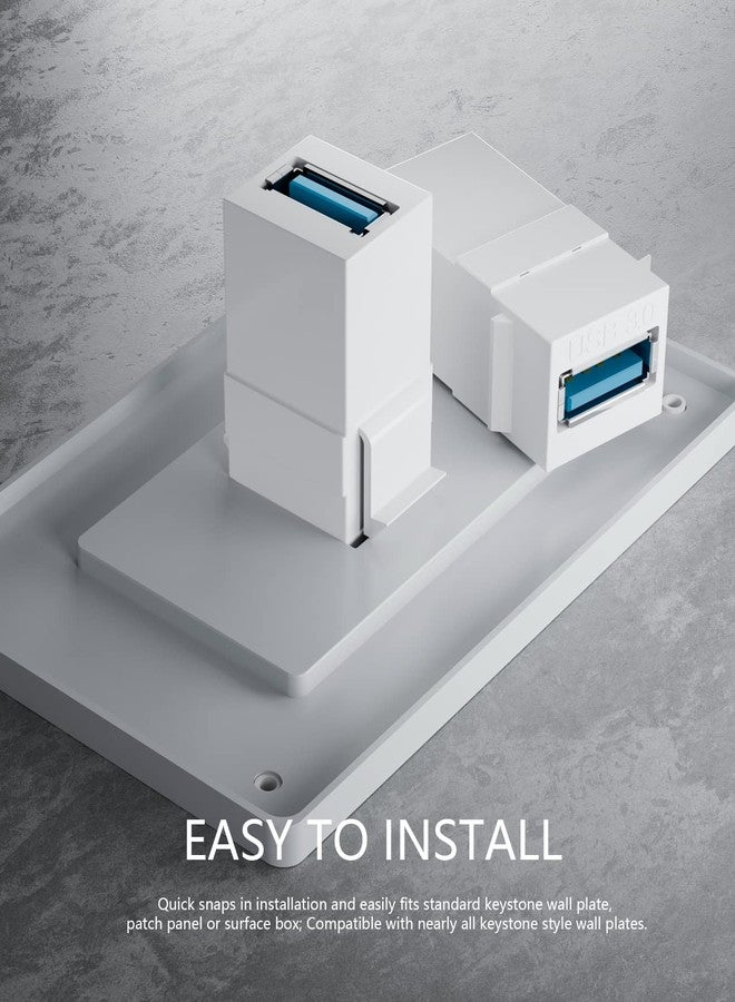 BERLAT USB 3.0 Keystone Jack Insert, USB Keystone Jack,USB to USB Adapters Female to Female Inserts Connector Interface Coupler Socket Adapter Port for Wall Plate Outlet Panel(White-6 Pack) - Image 2