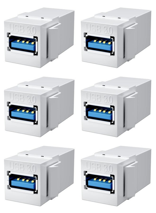 BERLAT USB 3.0 Keystone Jack Insert, USB Keystone Jack,USB to USB Adapters Female to Female Inserts Connector Interface Coupler Socket Adapter Port for Wall Plate Outlet Panel(White-6 Pack) - Image 1