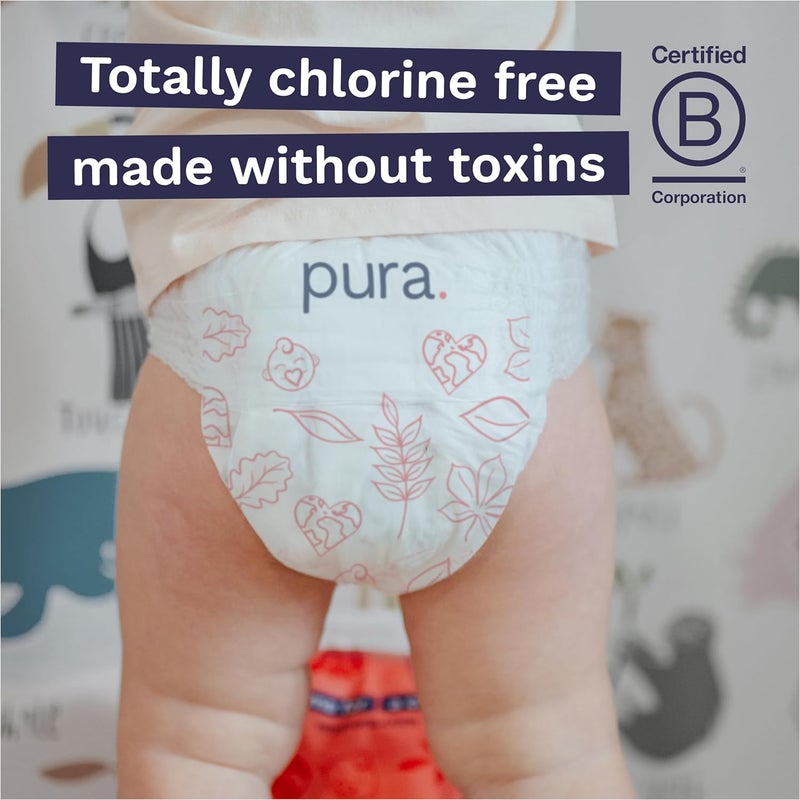 Pura بنطلونات حفاضات بورا المضادة للحساسية الحجم 5 2738 رطل للحماية من التسرب حتى 12 ساعة مناسبة للبشرة الحساسة خالية تمامًا من الكلور قطن عضوي ناعم 3 عبوات من 19 57 بنطلون سهل الارتداء - Image 4