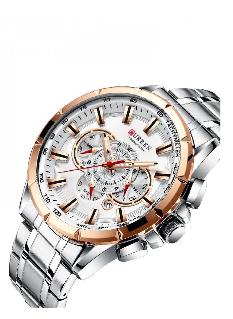 CURREN Men's Waterproof Stainless Steel BAnd Chronograph Quartz Watch 8363  - Image 2