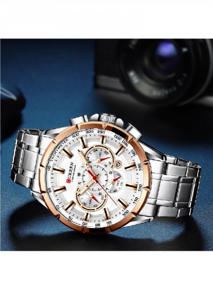 CURREN Men's Waterproof Stainless Steel BAnd Chronograph Quartz Watch 8363  - Image 3