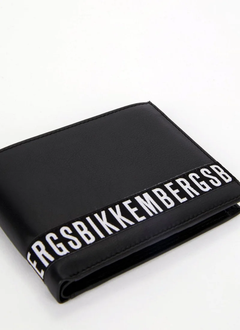 BIKKEMBERGS  Brix 301 Black Logo Leather Wallet (Billfold 8 C/C Vertical with Coin Pocket) for Men | Best Price UAE