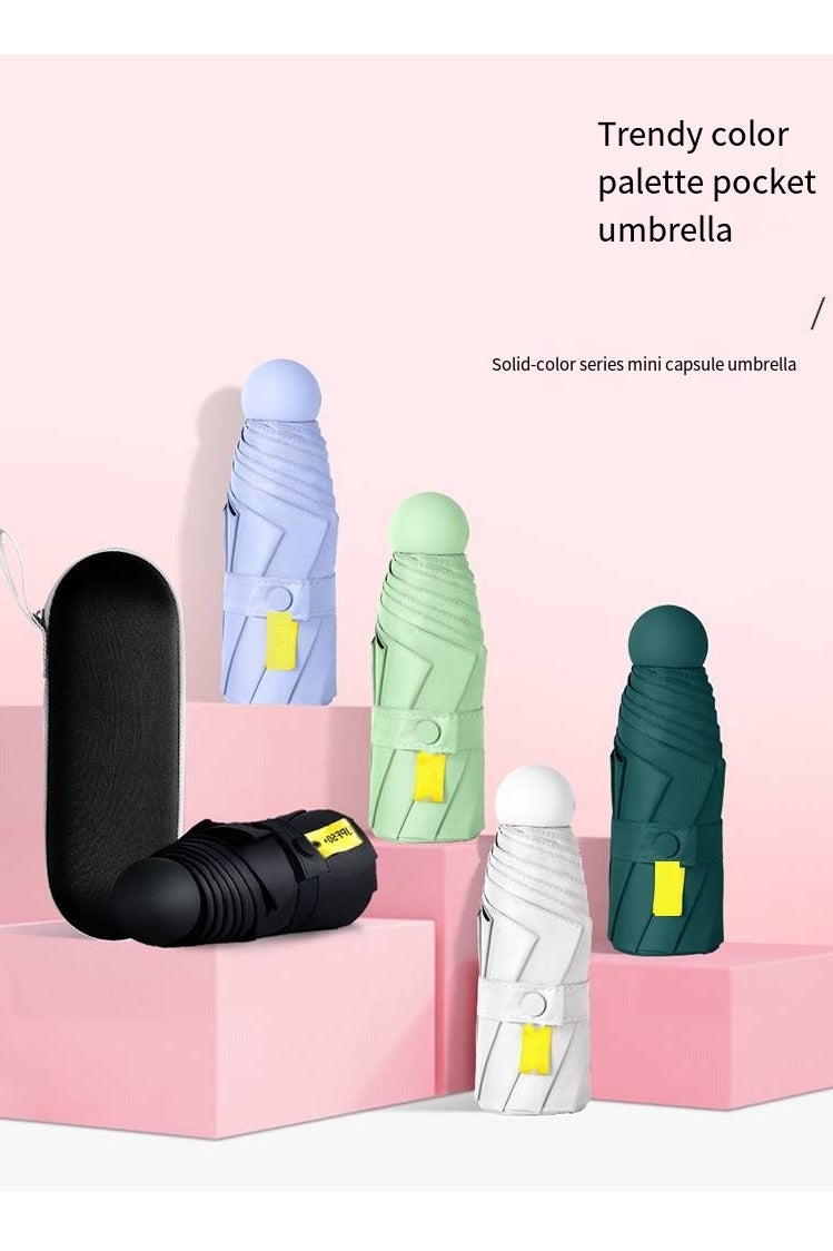 Portable Travel Umbrella with Storage Box Mini Umbrella with UPF 50+ UV Sun Protection Lightweight 8 Ribbed Compact Pocket Umbrella for Men Women Kids - Image 2