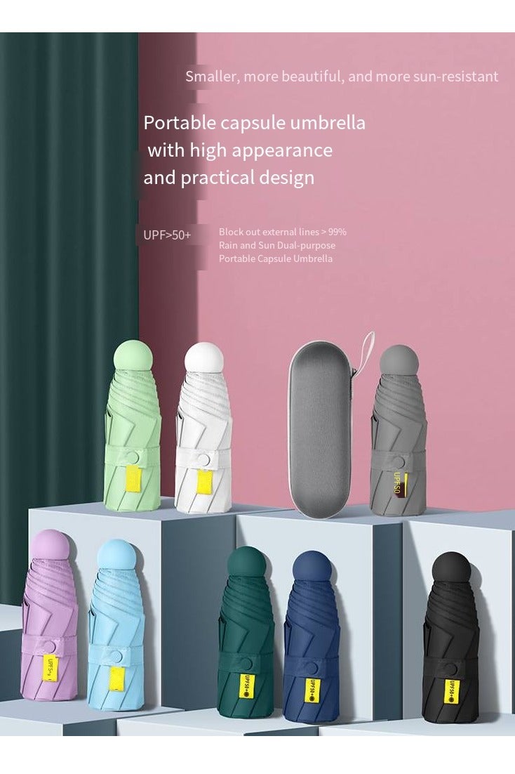 Portable Travel Umbrella with Storage Box Mini Umbrella with UPF 50+ UV Sun Protection Lightweight 8 Ribbed Compact Pocket Umbrella for Men Women Kids - Image 4