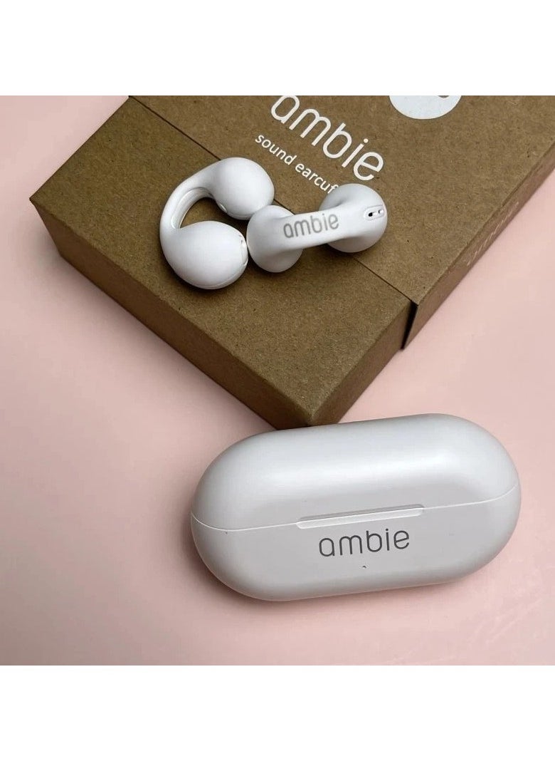 Generic - ambie Open-ear Wireless Earphone Black AM-TW01 Sport Earbuds NEW Model Air Conduction Earphones TWS Bluetooth Wireless Headphones White - Image 1