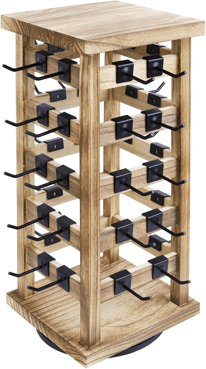 Ikee Design Wood Rotating Jewelry Display, Removable 42 Hooks Earring Display Stand, 5 Bars Earring Organizer Stand, Oak Color - Image 1