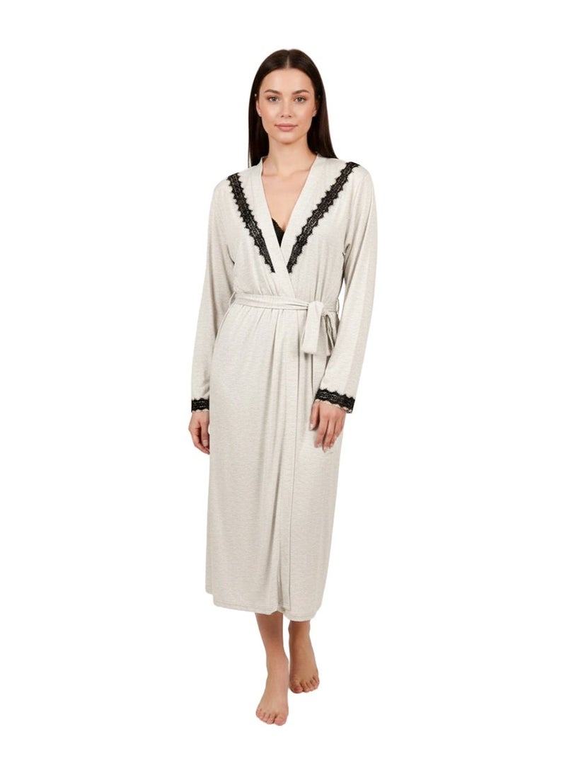 Dadoush Women's 2 Piece Nightgown Camisole and Robe Elegant Design with Lace - Prop Nightgown - Soft Shirt with Robe, Elegant Design with Waistband and Lace - Image 1