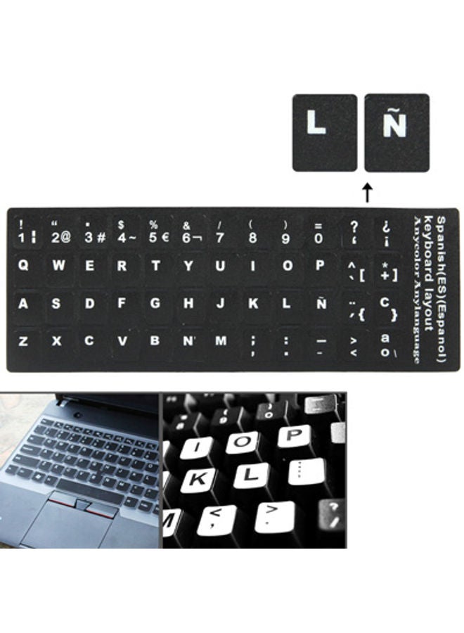 BURAQ Spanish Learning Keyboard Layout Sticker for Laptop / Desktop Computer Keyboard - Image 1