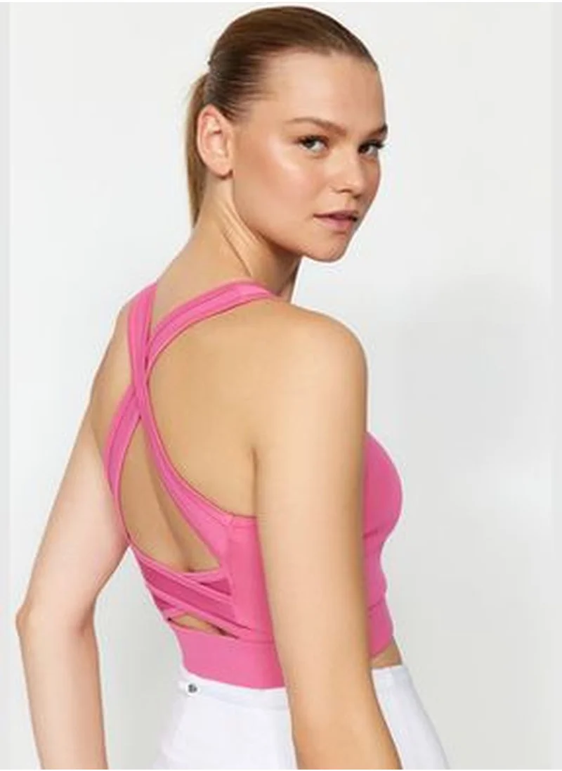 trendyol Pink Support/Shaping Back Detail Square Collar Sports Bra TWOSS22SS0040