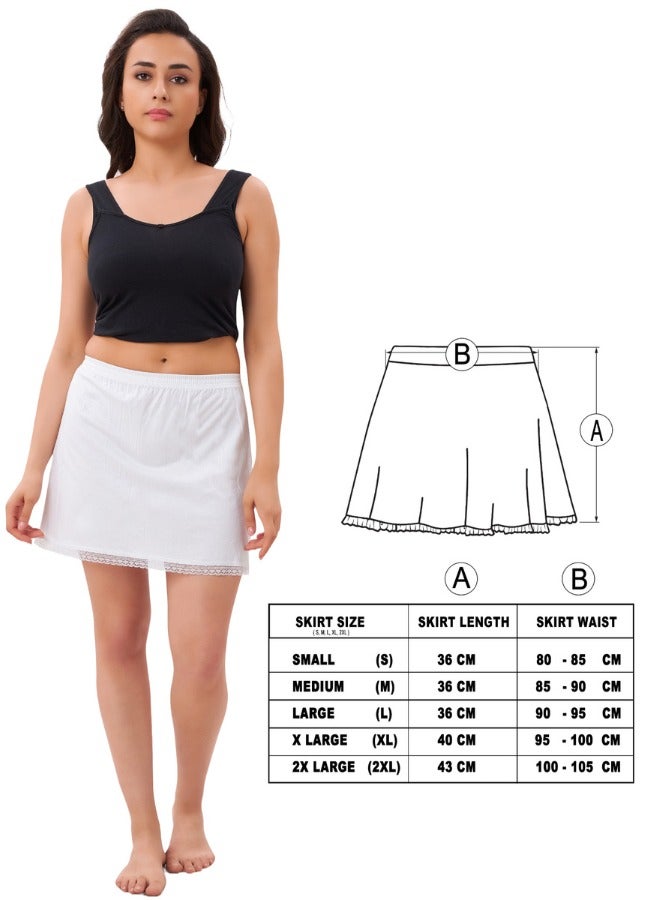 mybody Mybody Micro Inskirt Pack of 2 for Women | White+Black Saree Shapewear | Stretchable Cotton Blend Petticoat | Seamless Saree Underskirt | S to 3XL Sizes | Comfortable Daily Wear Support Skirt | Ethnic Wear Underskirt Combo  - Image 4