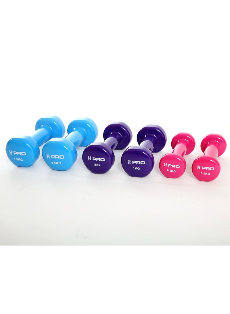 H PRO HM Sports 6kg Vinyl Dumbbell Set | Durable, Comfortable and Versatile for Home & Gym Workouts - Image 1