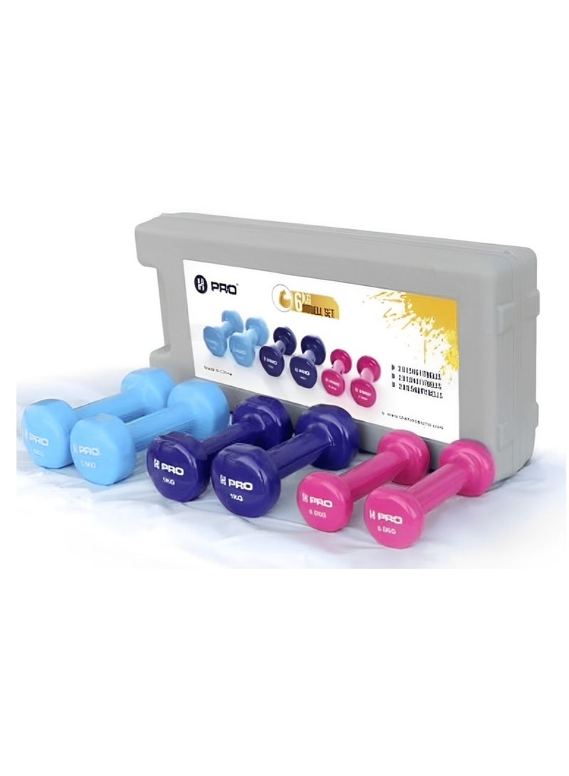H PRO HM Sports 6kg Vinyl Dumbbell Set | Durable, Comfortable and Versatile for Home & Gym Workouts - Image 2