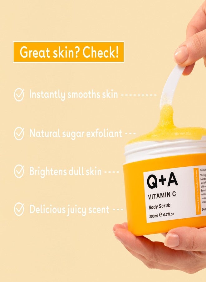 Q+A Vitamin C Body Scrub (200ml), Exfoliating Body Scrub, Brightening and Hydrating Sugar Scrub with Citrus Essential Oils, Vitamin C and Evening Primrose Oil - Image 3