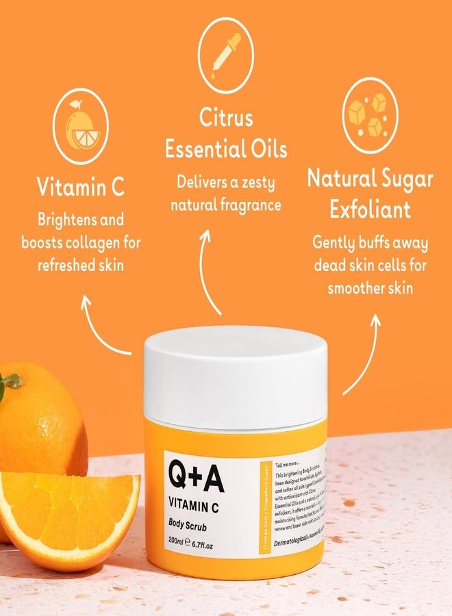 Q+A Vitamin C Body Scrub (200ml), Exfoliating Body Scrub, Brightening and Hydrating Sugar Scrub with Citrus Essential Oils, Vitamin C and Evening Primrose Oil - Image 5