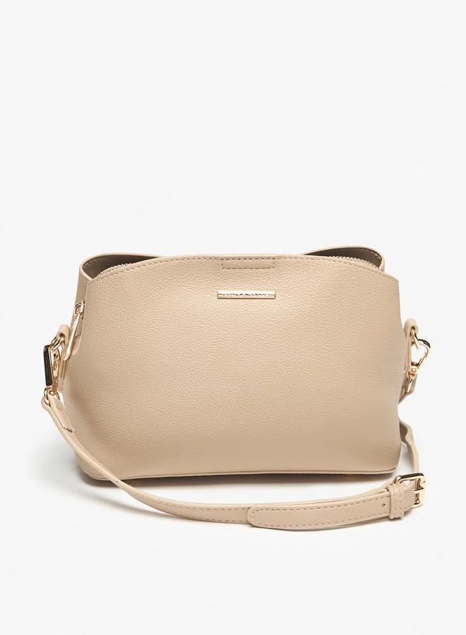 فلورا بيلا من شو إكسبرس Women Textured Crossbody Bag with Zip Closure and Detachable Strap